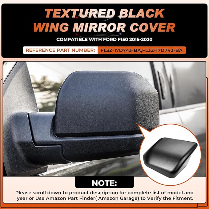 ACLONG Glossy Black Mirror Cover Caps Rearview Side Mirror Covers Fit for Ford F150 2015-2020 Left Driver Side Replaces #FL3Z-17D743-BA -1 PC