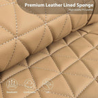 CAR PASS Bling Diamond Beige Leather Car Seat Covers Full Sets Interior Set, Waterproof Shining Glitter Sparkly Crystal Unive