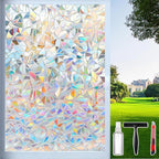 Rainbow Window Privacy Film Decorative, Stained Glass Tint for Home, 3D Decals Clings for Glass Windows, Static Cling Sticker, Suncatcher Cover, 23.6 Inch x 78.74 Inch