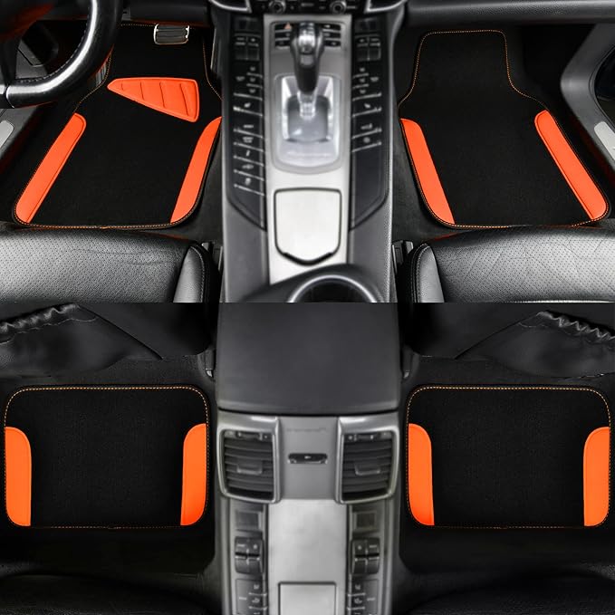 CAR PASS Waterproof Universal Fit Car Floor Mats, Faux Leather Car Carpet Mats,Car Mats with Anti-Slip Nibbs Backing & Driver