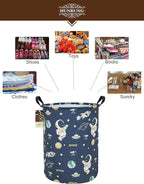 HUNRUNG Laundry Hamper,Large Canvas Fabric Lightweight Storage Basket Toy Organizer Dirty Clothes Collapsible Waterproof for 