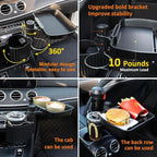 Car Large Cup Holder Expander, 3-in-1 Cupholder Extender with Swivel and Detachable Snack Food Tray Table for Eating, Travel 