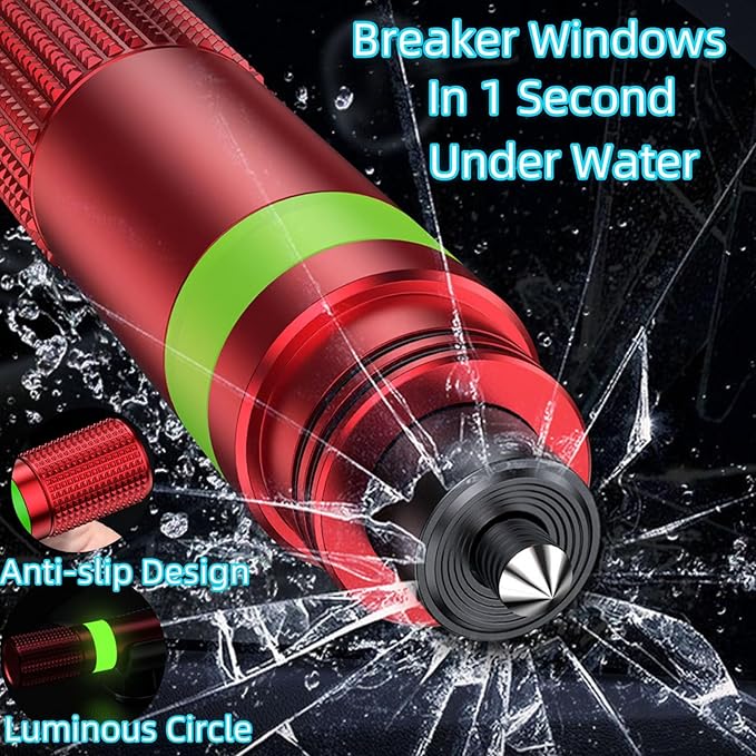 Car Window Breaker and Seatbelt Cutter Keychain,2 in 1 Safe Hammer Glass Break Underwater,Safety Automotive Emergency Escape 