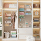 Jautokerdar 4 Tier Extra Large Hanging Closet Organizer,Closet Organizer Hanging with 5 S Hooks 4 Dividers,Clothes Organizer 