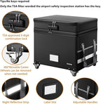 DocSafe Fireproof Document Box with Lock,2-Layer File Box with Wheels,Collapsible File Storage Organizer with Pockets,Large P