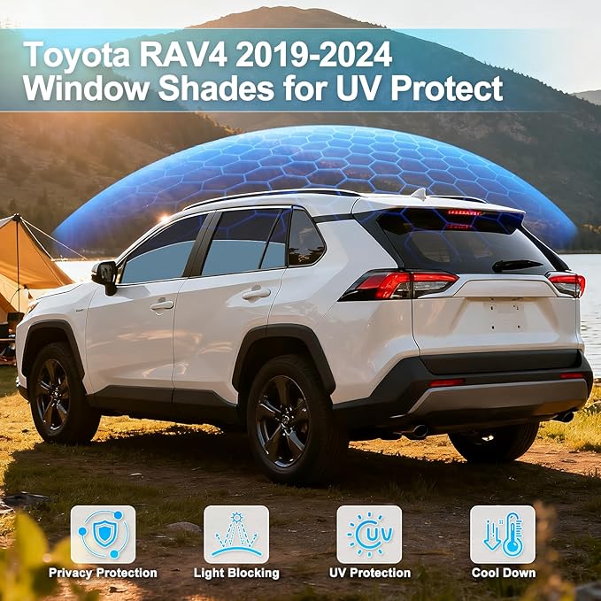 ZATOOTO Car Window Shades Custom Fit for Toyota RAV4 2019-2024 4-Pack Car Window Covers with 100% UV Protection and Total Blackout Privacy Heat Insulation for Family Travel Baby and Pet Safety
