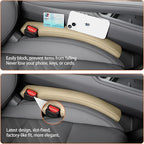 2PCS Leather Car Seat Gap Filler organizer,Gap plug box for car seat space,fill between gap strip,Fits gaps 3.5-6cm(1.4-2.4 in) wide(Beige)