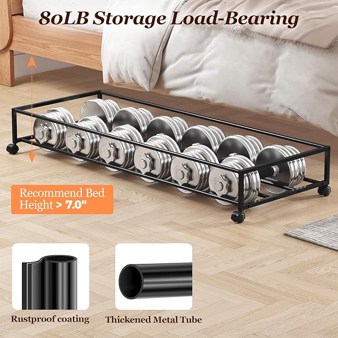 Yecaye Under Bed Storage with Wheels 2 Pack, 85L Extra Large Under Bed Storage Containers with Metal Frame & Clear Lid, Rolli