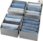 Jeans Drawer Organizers for Clothing, 5 Compartment Wardrobe Storage Box, Washable Clothes Organizer for Folded Clothes, Jean