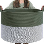 INDRESSME INDRSSME Large Laundry Storage Basket, 21.7 x13. 8 - Decorative Rope Blanket Basket for Organizing Bedroom, Living 