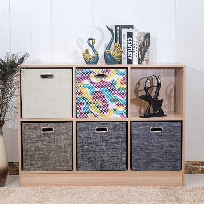 Posprica Fabric Storage Cubes,13×13×13 cube storage bins, Foldable Drawers Baskets Containers for Shelf Cabinet Bookcase,Thic