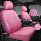 CAR PASS Pink Oxford Bling Diamond Car Seat Covers Full Set Interior Sets, Waterproof Shining Glitter Sparkly Crystal Univers