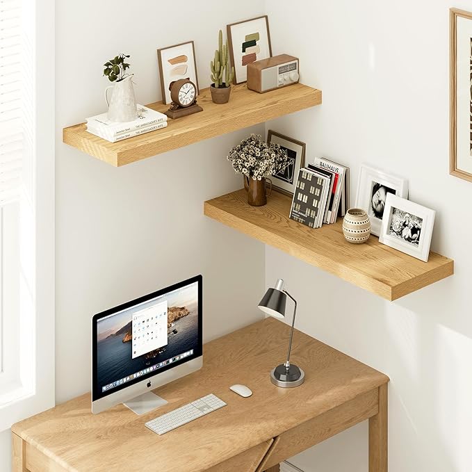 Vivelove 12 Inch Deep Floating Shelves 35.4 inch Long, Thick Wall Shelves with Invisible Brackets, for Bedroom Bathroom Livin