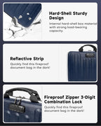 DOZAWA Fireproof Document Box, Hard Case Document Organizer with Lock, 13 Pockets Accordion File Folder with Reflective Strip