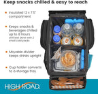 High Road CarHop Car Organizer for Kids and Passenger Seat Organizer for Adults - Road Trip Cooler with Car Cup Holder Tray and 6 Organization and Storage Pockets