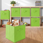Casafield Set of 6 Collapsible Fabric Cube Storage Bins, Lime Green - 13" Foldable Cloth Baskets for Shelves, Cubby Organizer