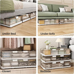 Kitstorack Plastic Under Bed Storage Containers,2 Pack Underbed Storage with Wheels,Foldable and Stackable Under Bed Organize