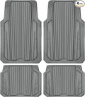 CAR PASS Heavy Duty Sporty Rubber Car Mats, Deep Dish All Weather Car Floor Mats Full Set, Waterproof Anti-Slip Automotive Matts Rugs Trim to Fit for Most Sedans SUVs Vans, 4-Piece All Gray