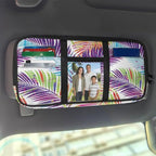 Tactical Sun Visor Organizer,Tropical Leaves Scratch-Resistant Auto Sunshade Organizer Bag with Double Zippers Truck SUV Storage Pouch Holder