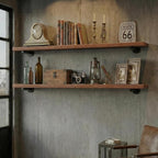 IEO 36 Inch Industrial Pipe Shelving Shelves,Solid Pine Long Floating Shelves for Wall, Wood Wall Shelf 9.84 Inch Extra Depth