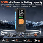 Y34 Tire Inflator Portable Air Compressor,4X Faster Inflation,6000mAh Cordless/12V DC 150PSI Air Pump for Car Tires with Digital Pressure Gauge/LED Light for Car,Motorcycle,Bike,Ball