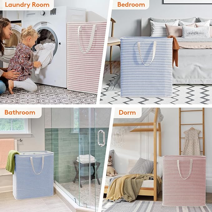 Lifewit 2 Pack Laundry Basket 100L Each, Collapsible Clothes Hamper with Reinforced Handles, Freestanding Waterproof Design f