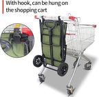 TMZ Heavy-Duty Foldable Shopping Cart with Removable Insulated Bag & Hooks - Lightweight 110 lbs Capacity Grocery Luggage Cart for Market, Travel, Laundry (Green)