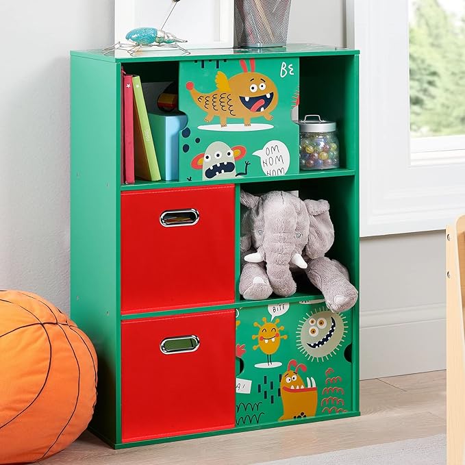 Black Fabric Cubby Storage Bins,13x13x13 Inches ,Cube Organizer Bin Foldable Storage Boxes with Dual Handles Fabric Organizer