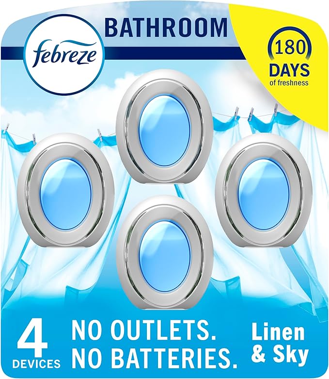 Febreze Bathroom Air Freshener Odor-Fighting for Small Spaces Scented Plug In Alternative Long-Lasting for Home and Bathroom 