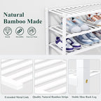 Smiry Shoe Rack, 5 Tier Thick Bamboo Shoe Organizer, Stackable Free Standing Wooden Shoe Storage Shelf for Closet, Entryway, 
