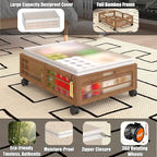 Bamboo Underbed Storage Containers with Wheels & Bag 2 Pack, Large Under Bed Rolling Storage Bins Wood Under Bed Clothes Stor