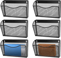Flexzion Wall Folder File Letter Pocket Holder (6 Pack) Metal Mesh Desk Hanging Basket Box Bin Mail A4 Size Paper Document Or