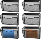 Flexzion Wall Folder File Letter Pocket Holder (6 Pack) Metal Mesh Desk Hanging Basket Box Bin Mail A4 Size Paper Document Or