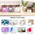 Laundry Pods Storage Container, Clear Laundry Room Organization and Storage,Detergent Powder Container,with Wooden Lids & Lab
