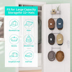 HapiRm Over Door Hat Rack - Wall Mounted Hat Organizer with 6 Hooks and Metal Basket Design, Baseball Cap Organizer Storage H