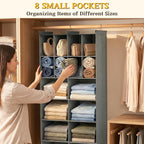 Ofiray-home 6 Tier Hanging Closet Organizer, 16 Compartments Sweater Organizer for Closet with 3 Sturdy Hooks, Closet Organiz