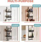 Zenna Home SnugFit Over the Door Caddy Organizer with 2 Storage Baskets and 4 Hooks, Over Door Hanging Organizer for Bathroom