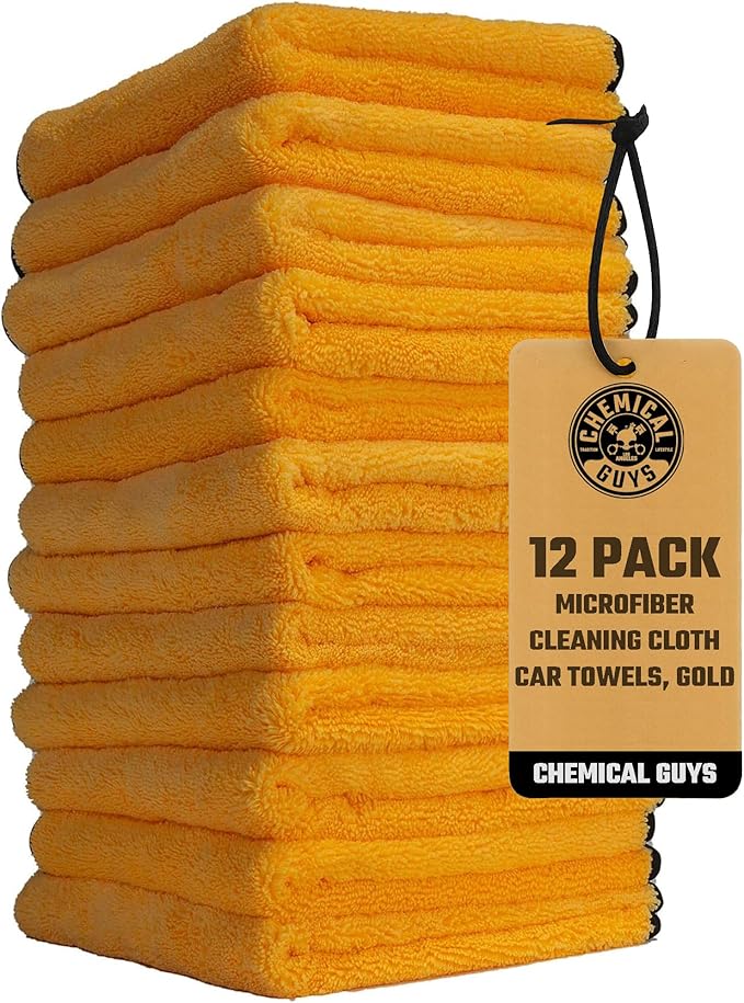 Chemical Guys Professional Grade Premium Microfiber Towels for Cars, Gold, 16" x 16", Ultra-Soft and Scratch-Free Car Detaili