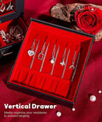 Homde Jewelry Organizer Girls Women Jewelry Box for Necklaces Rings Earrings Gift Bracelets Storage Case (Black + Red + Gold)
