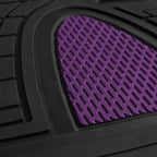 FH Group Premium Liners Tall Channel Trimmable All Weather Rubber Full Set Car Floor Mats (Purple) w. Trimmable All-Season Cargo Liner (Black) - Universal Fit for Cars Trucks and SUVs
