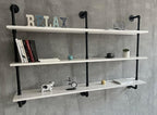 Industrial Pipe Shelving Rustic White Pipe Wall Shelves Industrial Shelves with Wood Planks Floating Shelves 60 Inch Farmhous