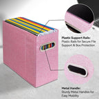 4 Packs Letter Size File Organizer, File Folders Organizer, Fabric Storage Box, Collapsible Paper Organizer with Metal Handle
