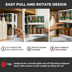 Cabinet Caddy Spice Rack Organizer for Cabinet - Slide & Rotate Kitchen Organizers and Storage - 2 Double-Decker Shelves - No