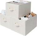 StorageWorks Foldable Shelf Organizer Bins, Closet Storage Baskets for Clothes, Fabric Storage Bins for Shelves, Beige Stripe