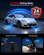 4K+2K+2K 3 Channel Dash Cam Front and Rear, 128GB Card Included, Dash Camera for Cars 5.8G/2.4G Dual Wifi, Built-in GPS, Nigh