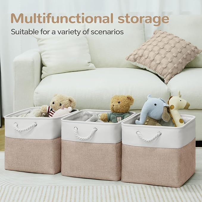 13 x 13 Inch Cube Storage Bins, 6 Pack Fabric Storage Basket with Handles, Foldable Boxes Organizer for Shelf Baskets for Hom