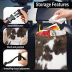 Car Trash Bag Large Hanging Can for Back of Seat, Cute Waterproof Car Garbage Bag for Vehicle, Travelling, Outdoor Cute Cowhide Print