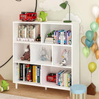 7 Cube Storage Organizer | Bookshelf with Legs|Wall Bookshelf| 3 Shelf Bookcase | -Cubic Storage Cabinet（Storing Books,Toys &