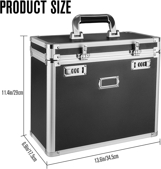 File Organizer Storage Box, Portable Locking Storage Totes - Storage Box with Dual Combination Locks for Filing Office Docume