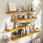 Marsmiles 30 Inch Floating Shelves | Rustic Honey Oak Wall Shelves Set of 2 | 30" W x 7.7" D x 1.6" H Wooden Shelves for Bath